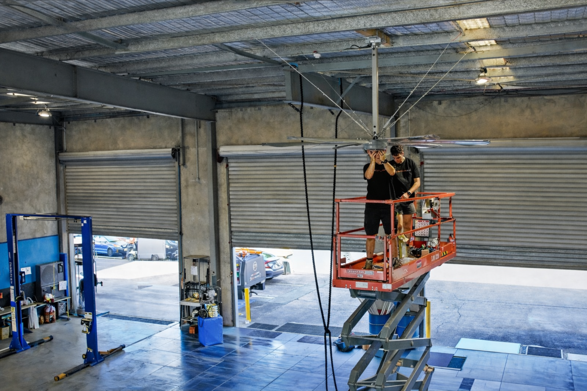 Large Industrial Ceiling Fan Installation By Cm Electrical in brisbane