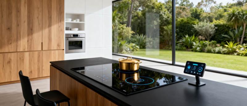Modern induction cooktop installed in a contemporary kitchen with energy-efficient appliances