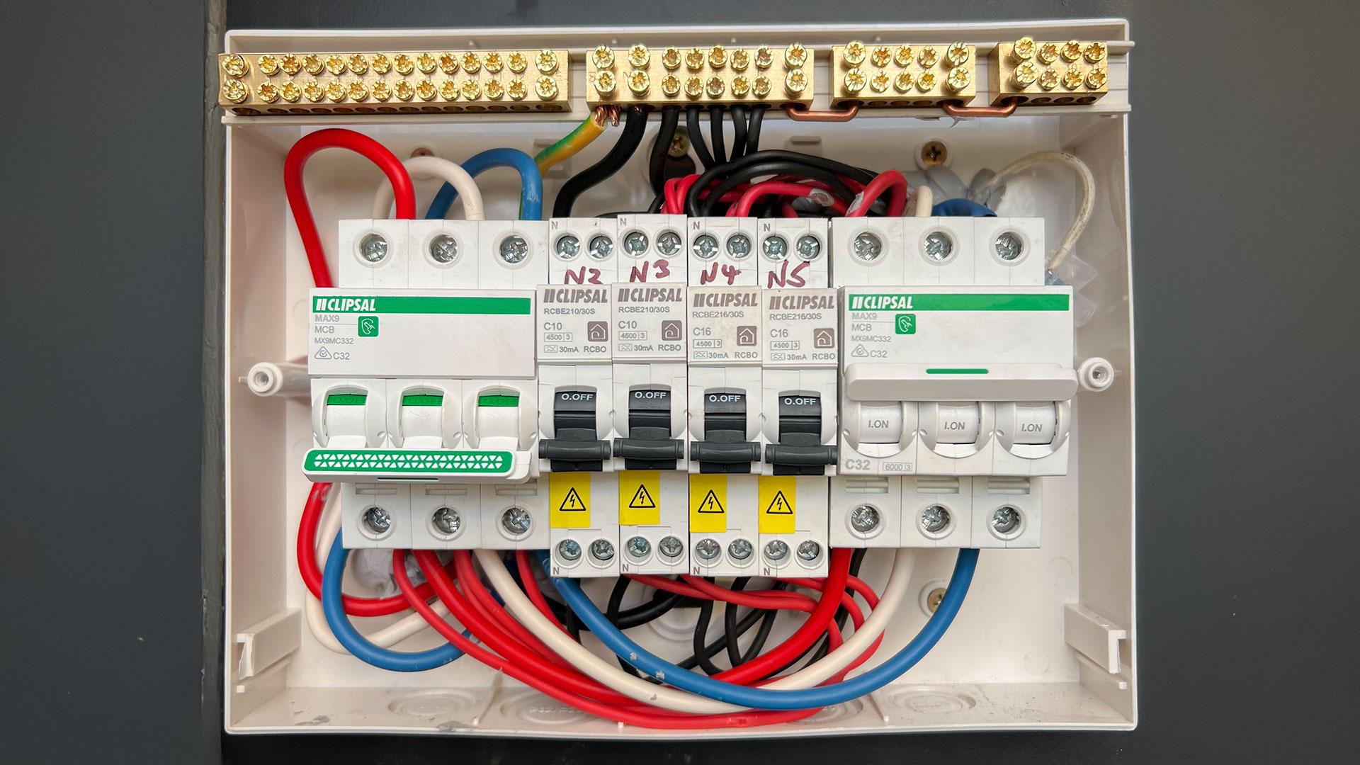 Modern residential switchboard ready for EV charger installation